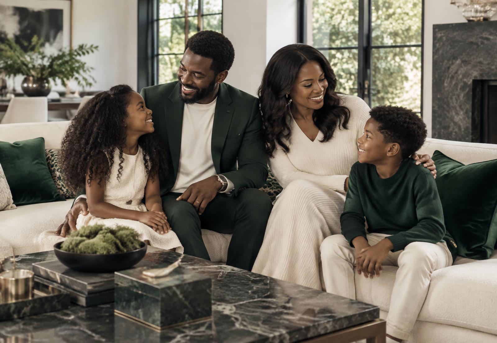 Family gathered together in their home